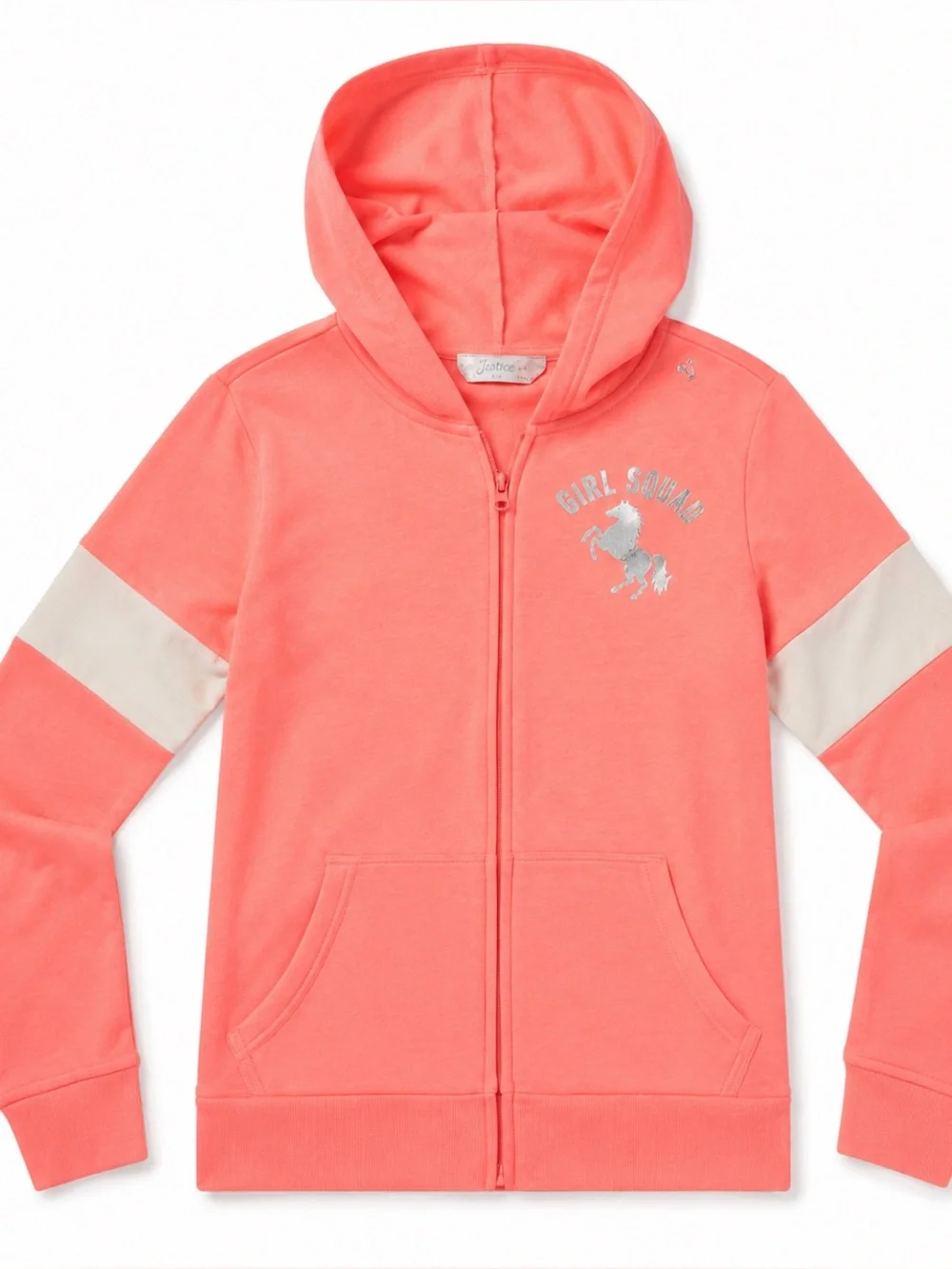 NWT CHILDREN’S PLACE Girls Large 10/12 Peach Girl Squad Unicorn Zip Hoodie